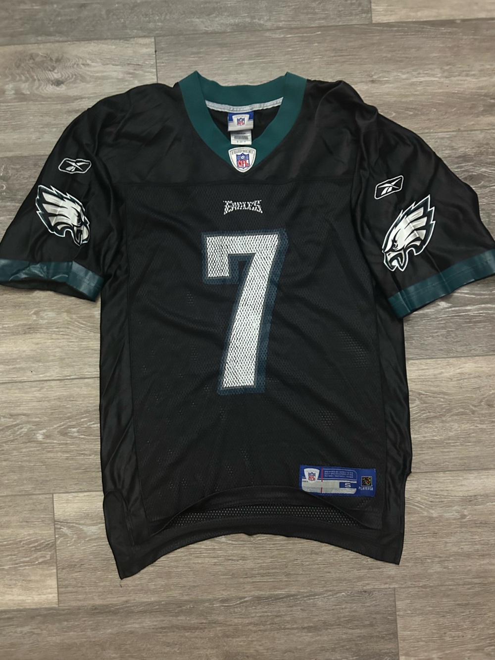 Equipment Black and White #7 Football Jersey with Team Logos